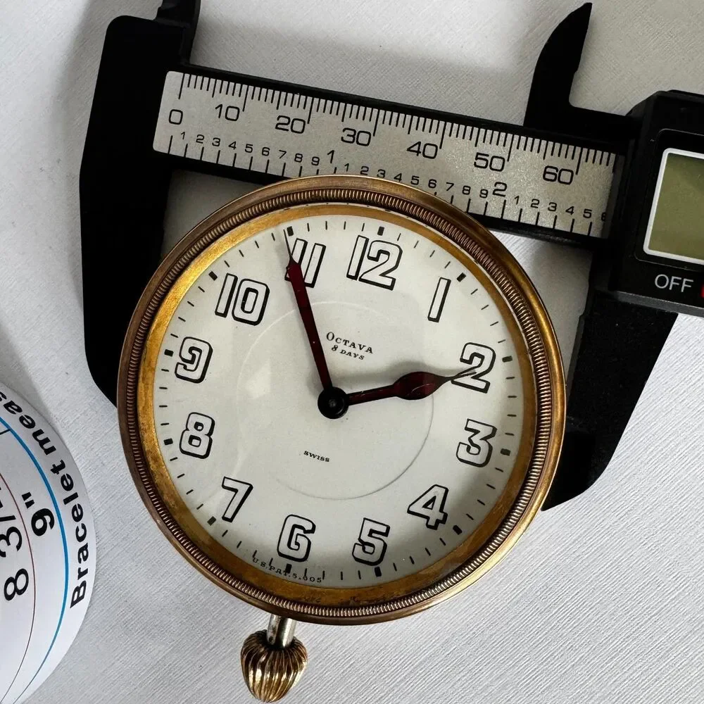 1909 Octava 8 Day Brass & Silver Swiss Train Watch, 15 Jewels, Keeps Time!